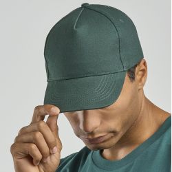 Casquette 5 panneaux, fermeture par boucle métal, en coton lourd brossé, 250 g/m²