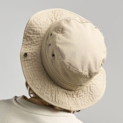 Chapeau globe-trotter coton canvas, œillets métalliques, cordon ajustable, 260 g/m²