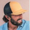 Casquette trucker 6 panneaux, coutures contrastées, en coton et polyester, 280 g/m²