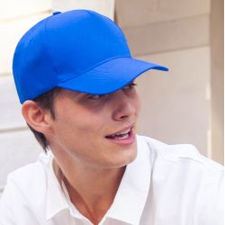 Casquette baseball 5 pans en polyester recyclé, visière courbée, 220 g/m²