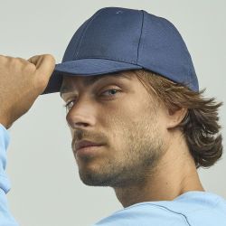 Casquette baseball 6 pans en polyester recyclé, visière courbée, 220 g/m²