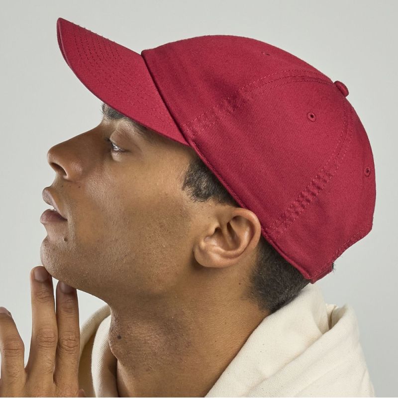 Casquette 6 pans en coton bio déstructurée avec visière incurvée, 270 g/m²