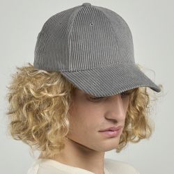 Casquette 6 pans en corduroy recyclé, visière incurvée, fermeture Velcro, 230 g/m²
