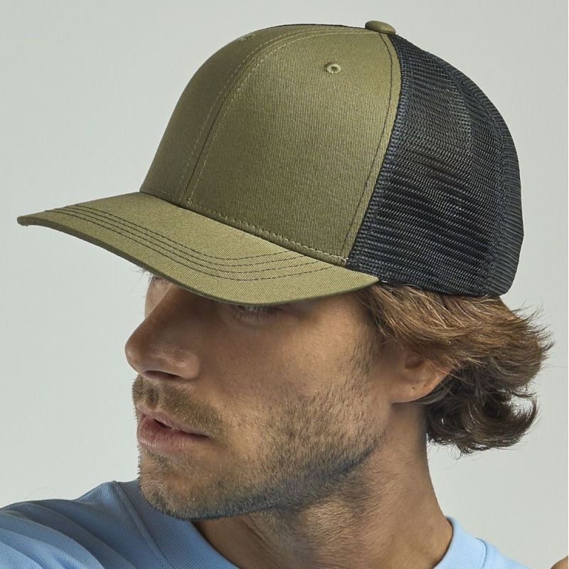 Casquette trucker  6 panneaux en coton et polyester recyclé avec filet, 280 g/m²