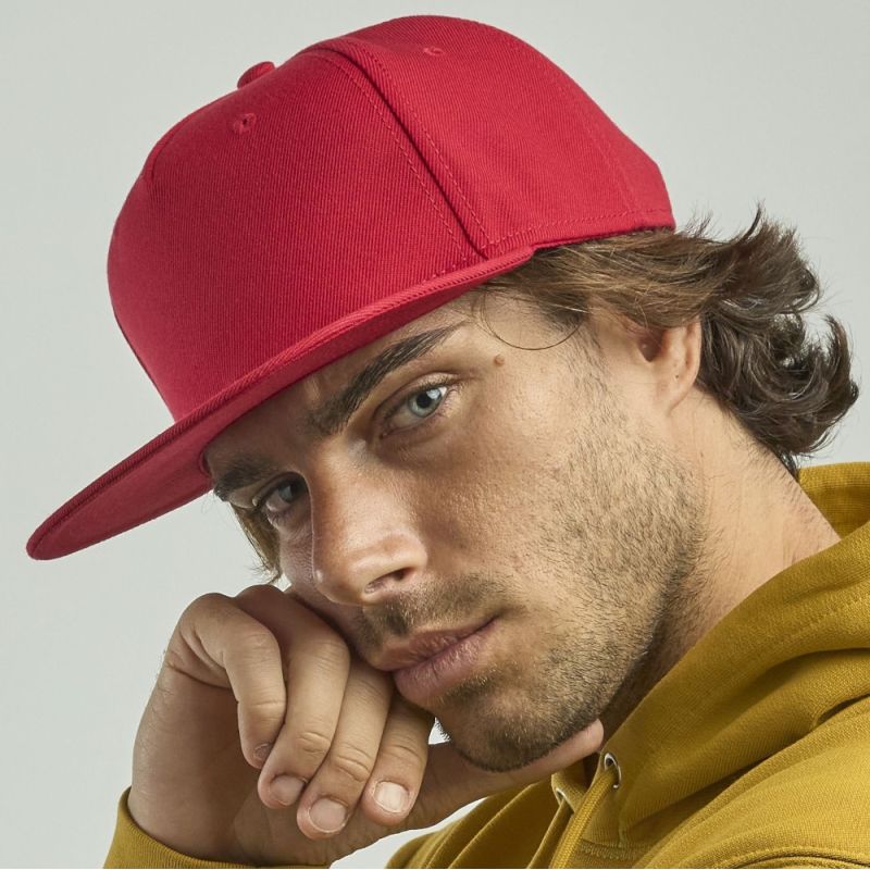 Casquette visière plate 5 pans en polyester recyclé, panneau avant renforcé, 300 g/m²