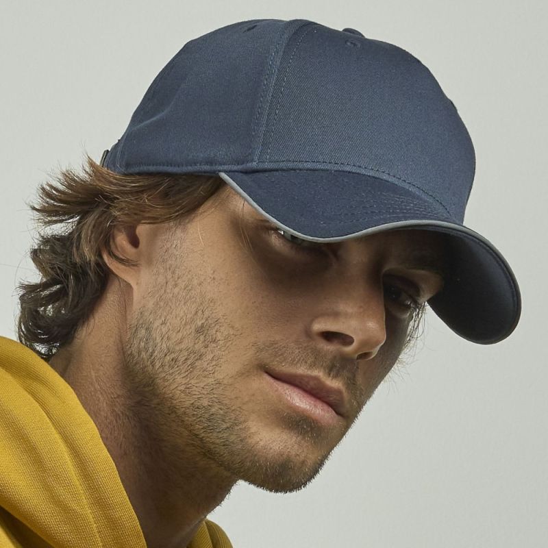Casquette 6 pans liseré réfléchissant en polyester recyclé, 200 g/m²