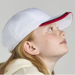 Casquette enfant baseball 5 pans en coton bio, fermeture velcro, 260 g/m²
