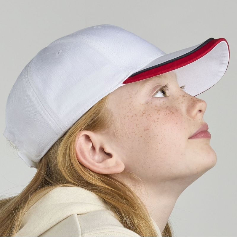 Casquette enfant baseball 5 pans en coton bio, fermeture velcro, 260 g/m²