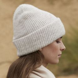 Bonnet en maille côtelée doux, tricot double épaisseur