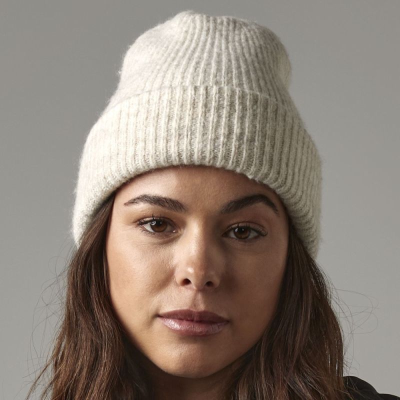 Bonnet en maille côtelée doux, tricot double épaisseur