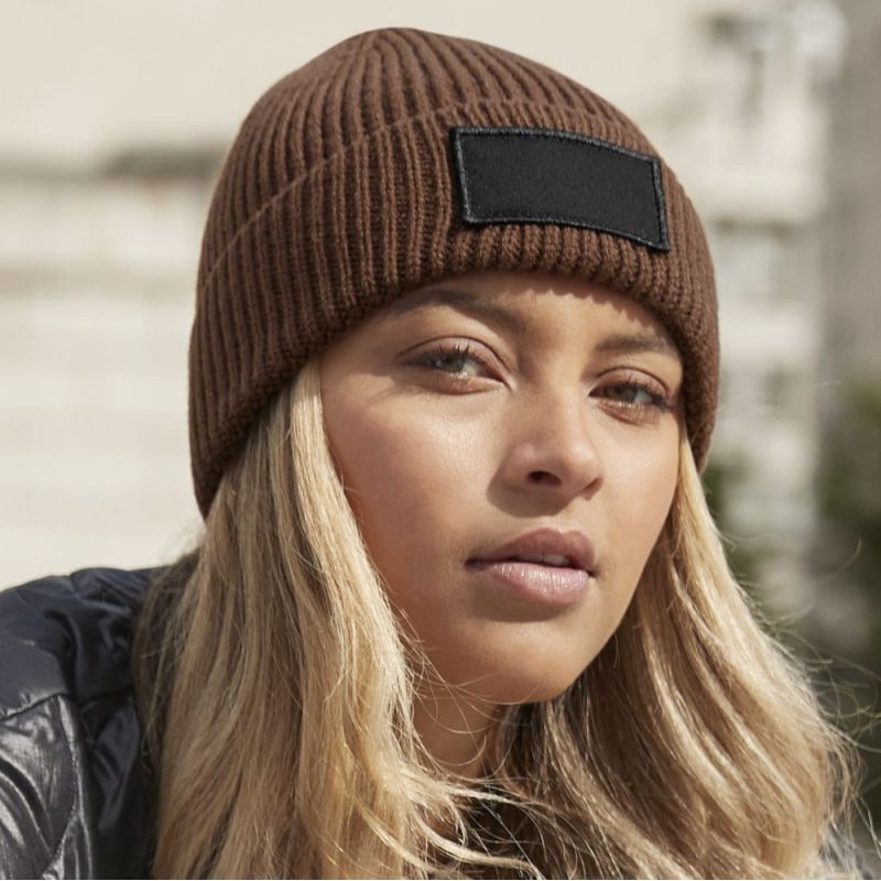 Bonnet à revers en polyester recyclé avec empiècement coton pour marquage