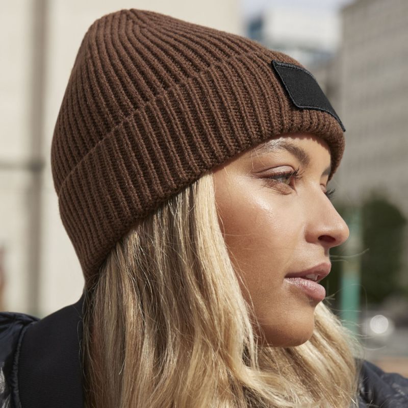 Bonnet à revers en polyester recyclé avec empiècement coton pour marquage