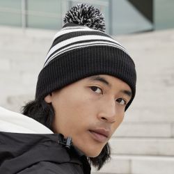 Bonnet bicolore avec revers en polyester recyclé, maille double épaisseur