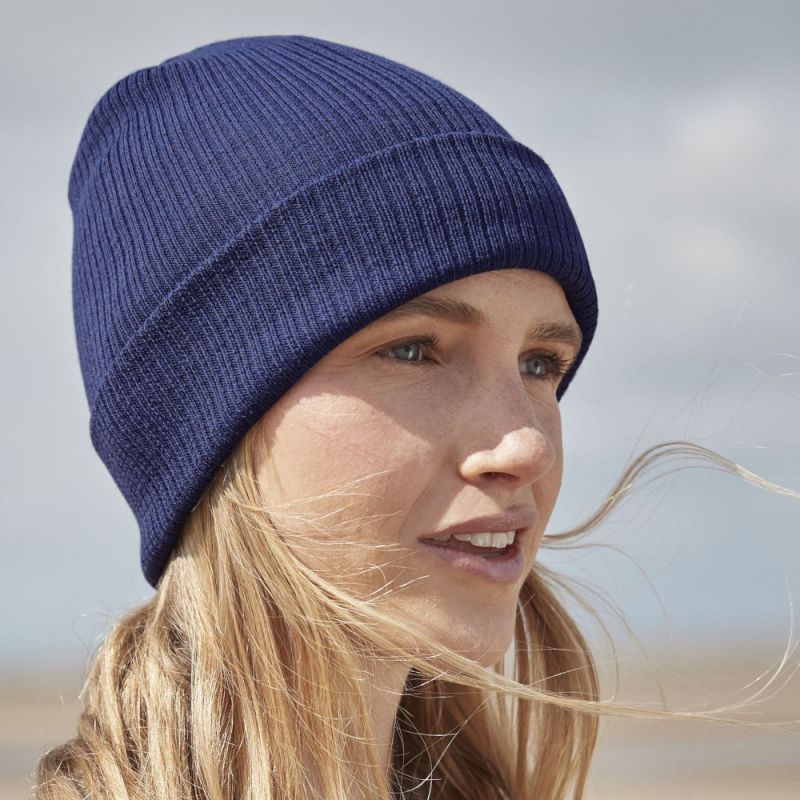 Bonnet avec revers en coton organique léger et respirant, maille fine
