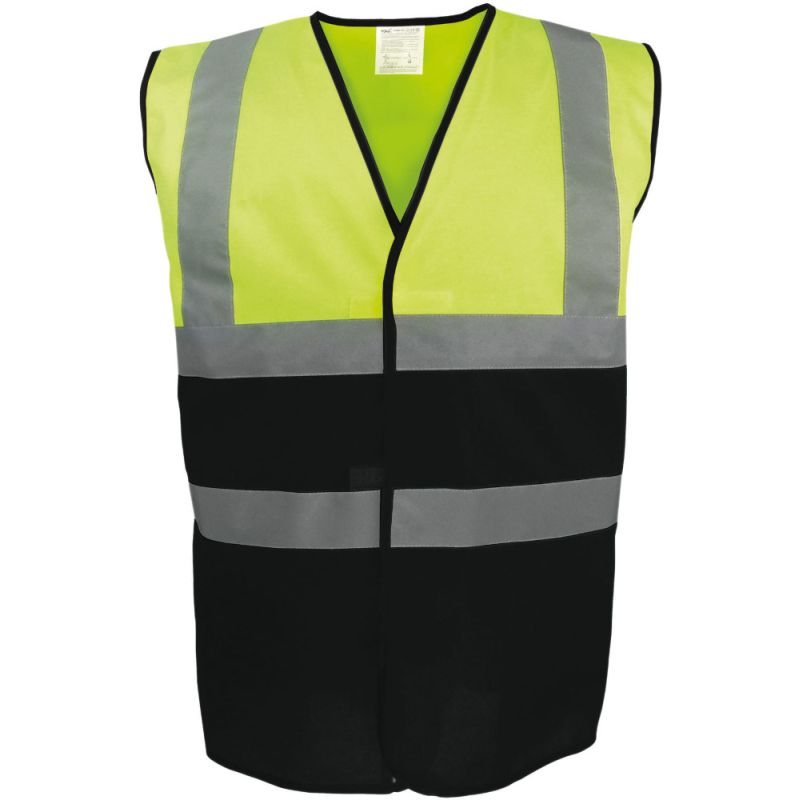 Gilet de sécurité bicolore, 2 bandes verticales et 2 bandes horizontales réfléchissantes