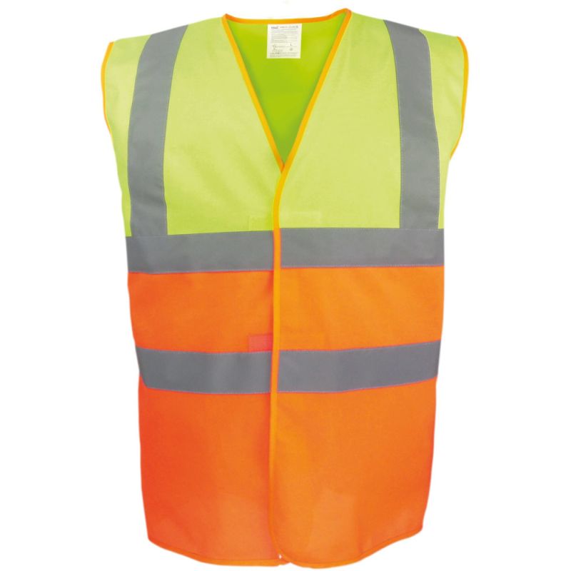 Gilet de sécurité bicolore, 2 bandes verticales et 2 bandes horizontales réfléchissantes