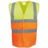 Gilet de sécurité bicolore, 2 bandes verticales et 2 bandes horizontales réfléchissantes