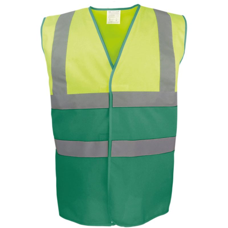 Gilet de sécurité bicolore, 2 bandes verticales et 2 bandes horizontales réfléchissantes