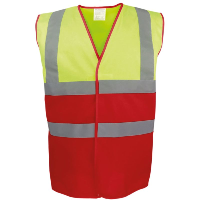 Gilet de sécurité bicolore, 2 bandes verticales et 2 bandes horizontales réfléchissantes
