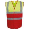 Gilet de sécurité bicolore, 2 bandes verticales et 2 bandes horizontales réfléchissantes