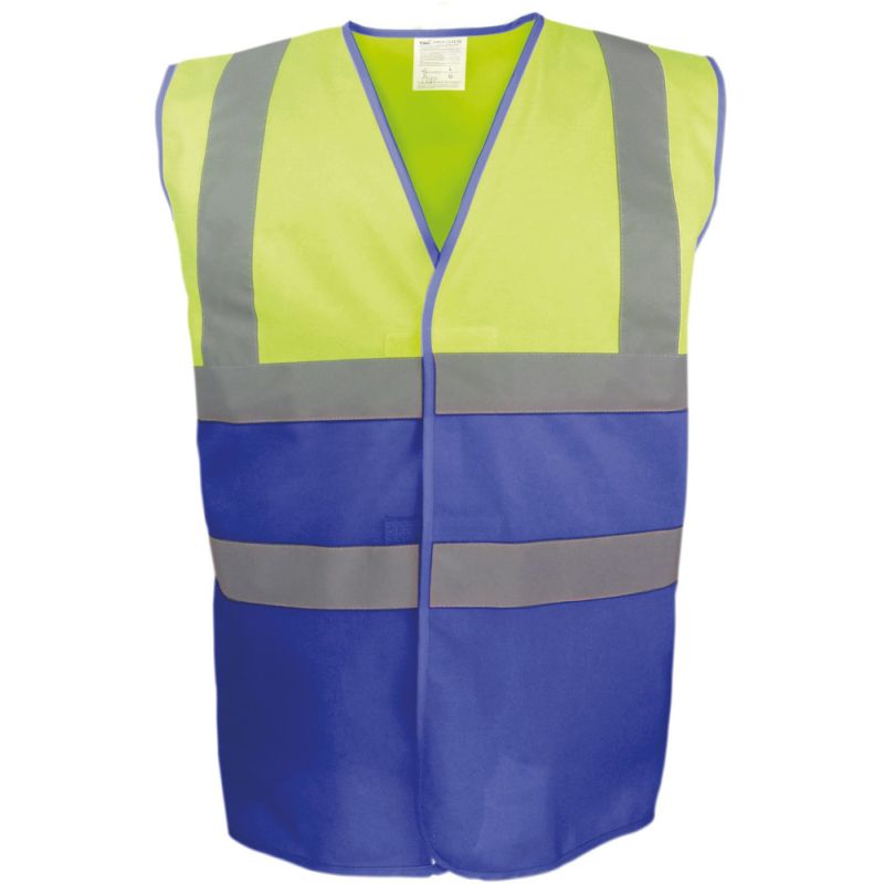 Gilet de sécurité bicolore, 2 bandes verticales et 2 bandes horizontales réfléchissantes