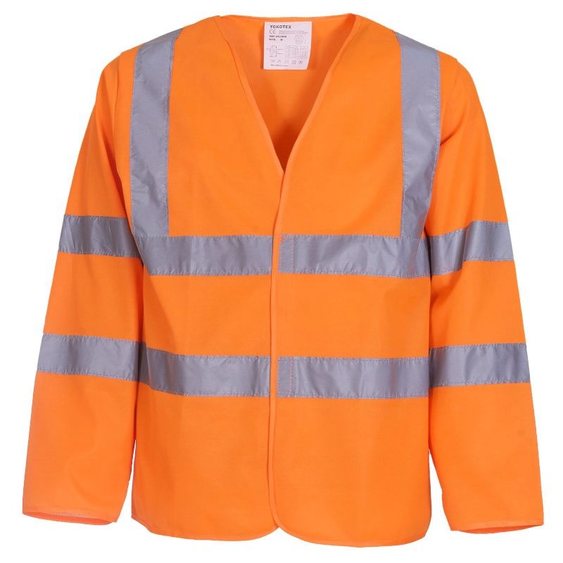 Veste de sécurité manches longues, 2 bandes verticales et 2 bandes horizontales réfléchissante