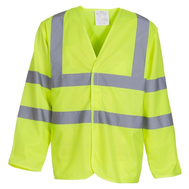 Veste de sécurité manches longues, 2 bandes verticales et 2 bandes horizontales réfléchissante