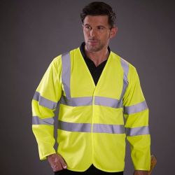 Veste de sécurité manches longues, 2 bandes verticales et 2 bandes horizontales réfléchissante