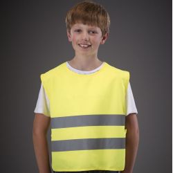 Chasuble enfant haute visibilité, côtés élastiqués et fermeture par bouton pression