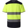 T-shirt bicolore stretch respirant séchage rapide, 2 larges bandes horizontales réfléchissantes