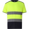 T-shirt bicolore stretch respirant séchage rapide, 2 larges bandes horizontales réfléchissantes