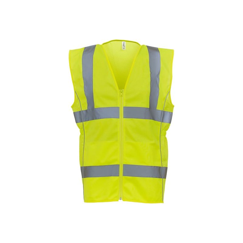 Gilet de travail femme haute visibilité, dos à mailles ouvertes respirantes, 120 g/m²