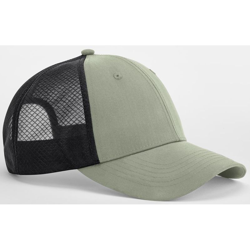 Casquette trucker 6 panneaux en polyester recyclé avec bandeau anti-transpiration