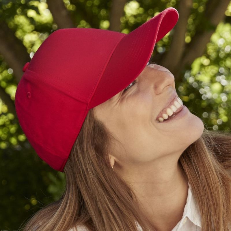 Casquette 5 panneaux en coton organique, fermeture par boucle