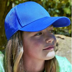 Casquette enfant en coton organique 6 panneaux, ajusteur Rip-Strip, bouton sécurisé