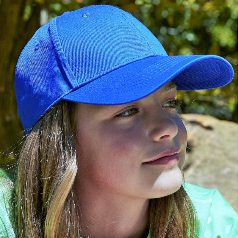 Casquette enfant en coton organique 6 panneaux, ajusteur Rip-Strip, bouton sécurisé