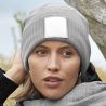 Bonnet tricoté double épaisseur avec empiècement en coton sergé, doublure micropolaire