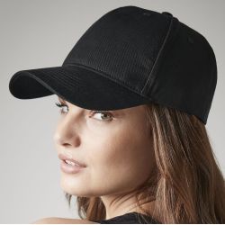 Casquette 5 panneaux en coton organique ajustable, panneaux avant structurés, 256 g/m²