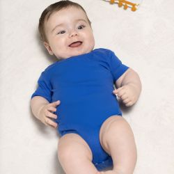 Body bébé coton manches courtes avec boutons pression, col côte, 170 g/m²