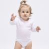 Body bébé coton manches longues avec boutons pression, col côte, 170 g/m²