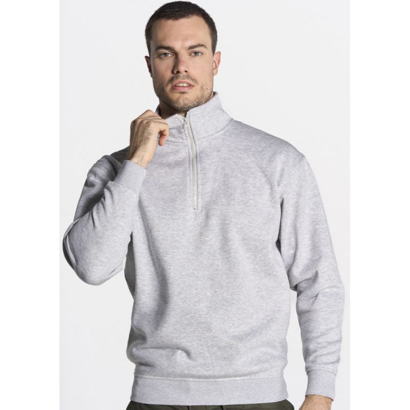 Sweat col montant zippé polyester et coton, intérieur gratté, 290 g/m²
