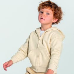 Sweat enfant capuche zippé, fermeture grand zip, poche kangourou, 290 g/m²