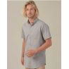 Chemise homme Oxford manches courtes, col boutonné, poche côté coeur, 115 g/m²