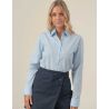 Chemise popeline femme manches longues, coupe ajustée, 100 g/m²