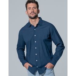 Chemise à manches longues en coton flammé sans boutons au cou