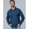 Chemise à manches longues en coton flammé sans boutons au cou