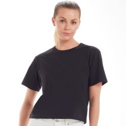 T-shirt court crop-top femme doux et lourd, coupe ample en coton bio, 220 g/m²