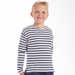 T-shirt marinière enfant manches longues en coton bio, 150 g/m²