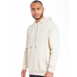 Sweat à capuche doublée en coton bio et polyester recyclé, manches montées, 280 g/m²