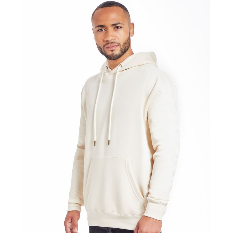 Sweat à capuche doublée en coton bio et polyester recyclé, manches montées, 280 g/m²